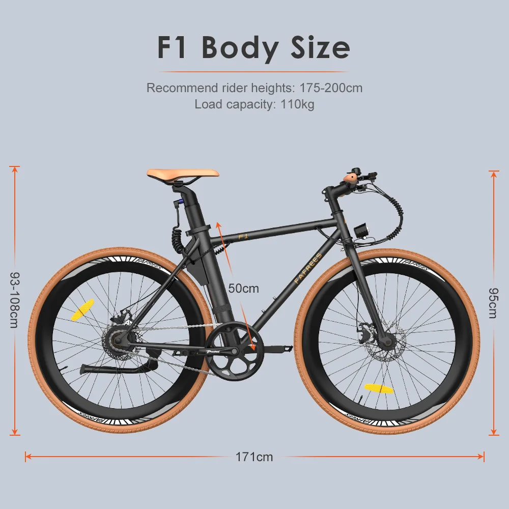 Bici Elettrica 250W FAFREES F1-38 Arancione