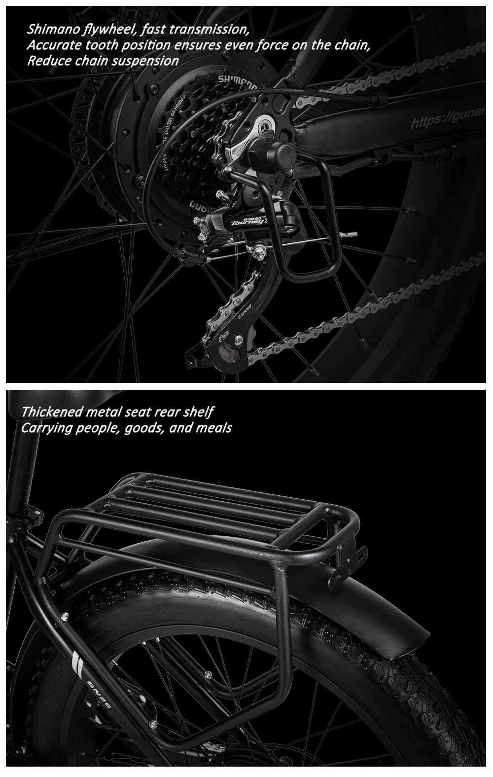 Bicicleta eléctrica GUNAI GN26 500W 48V (45km/h) batería 17.5AH