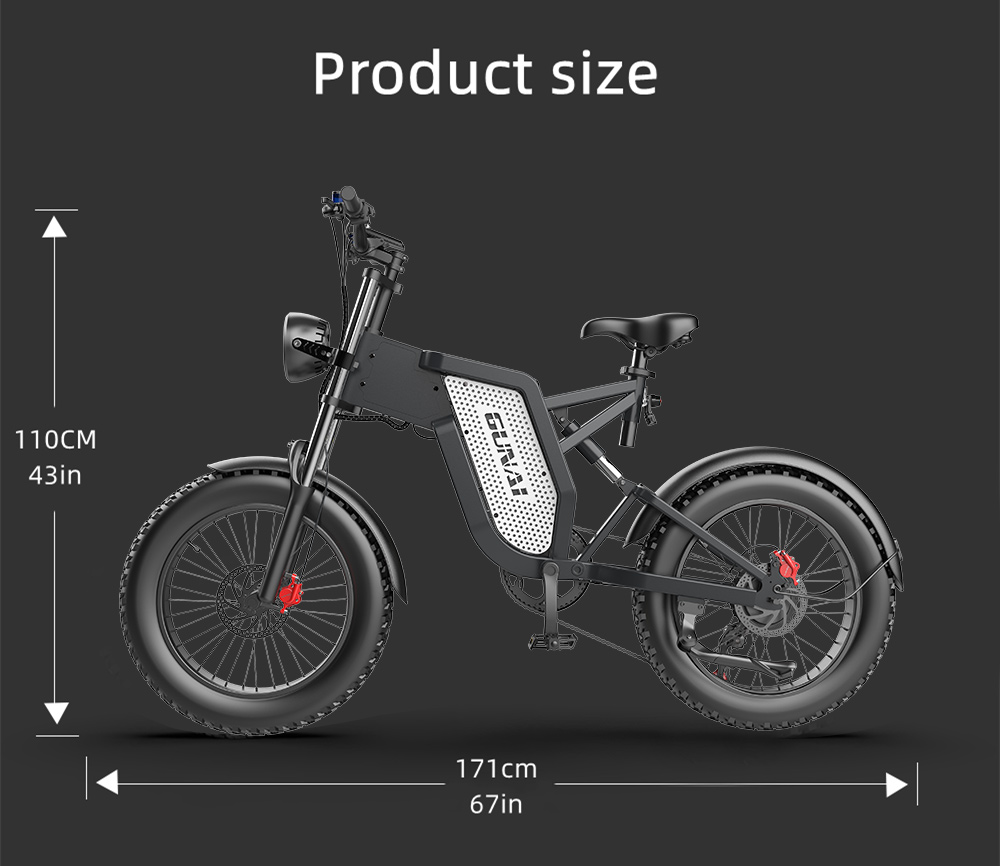 Bicicleta eléctrica GUNAI MX25 20 pulgadas 48V 25Ah 1000W 50Km/h Carga 200KG