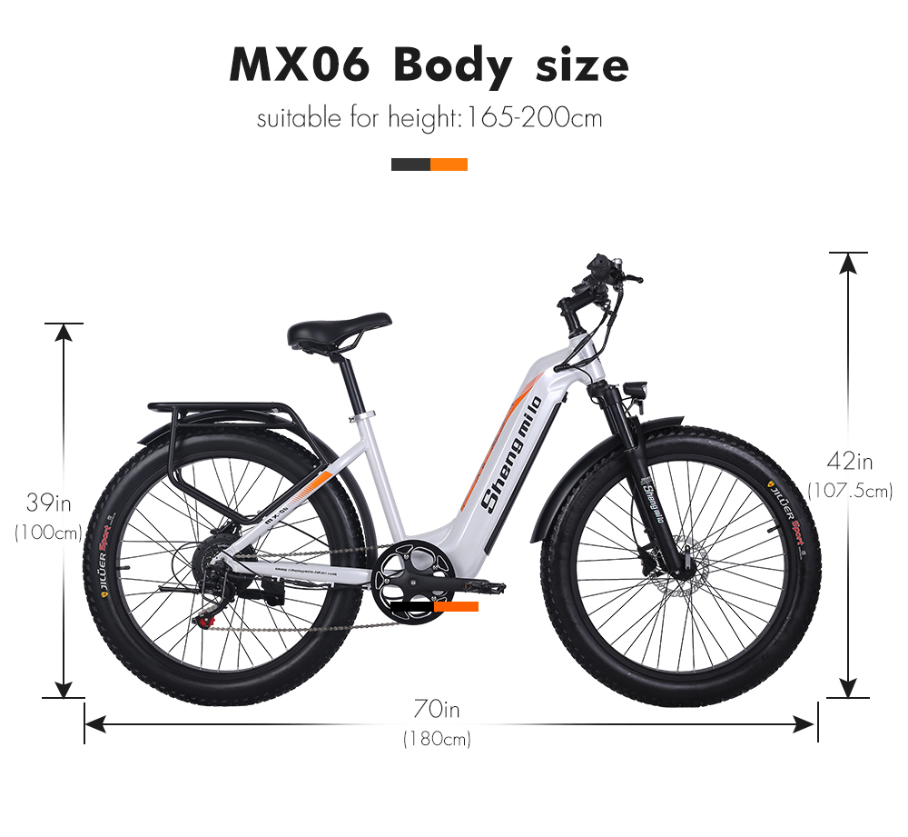 Bicicleta Elétrica Shengmilo MX06 branca 26 polegadas 500W 42Km/H 17,5Ah
