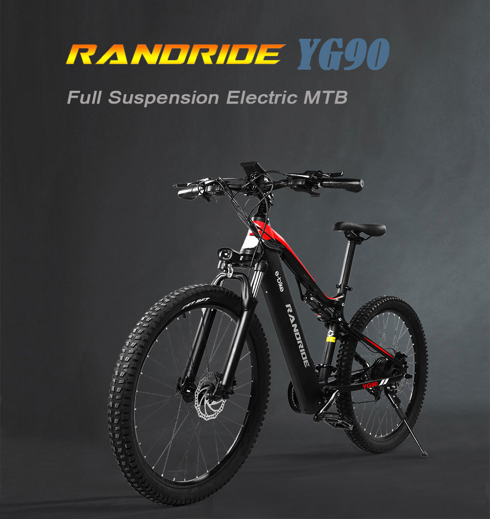 RANDRIDE YG90C 27,5 tum 1000W 48V 17Ah 45Km/H elcykel Med hydraulisk gaffel