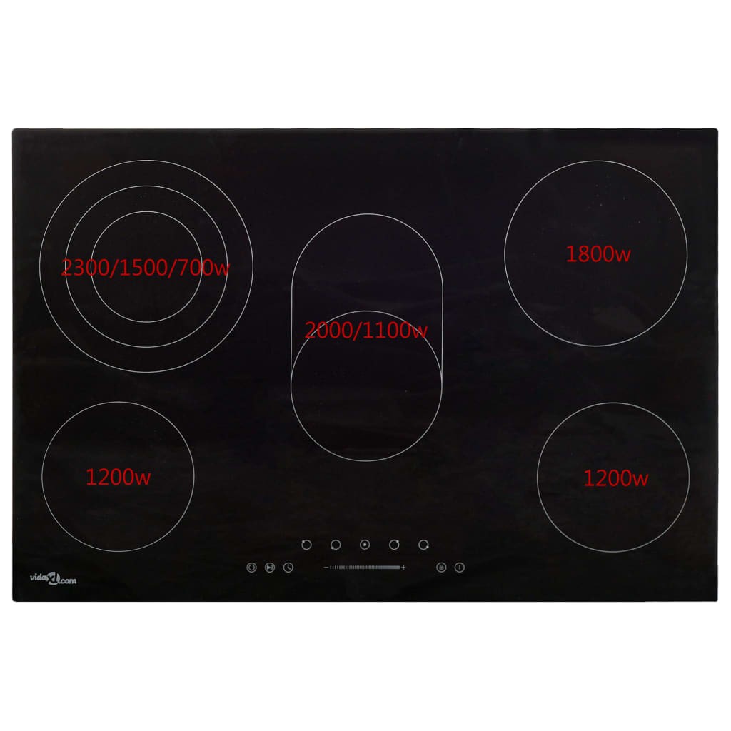 Plaque de cuisson céramique à 5 brûleurs Touch Control 90 cm 8500 W