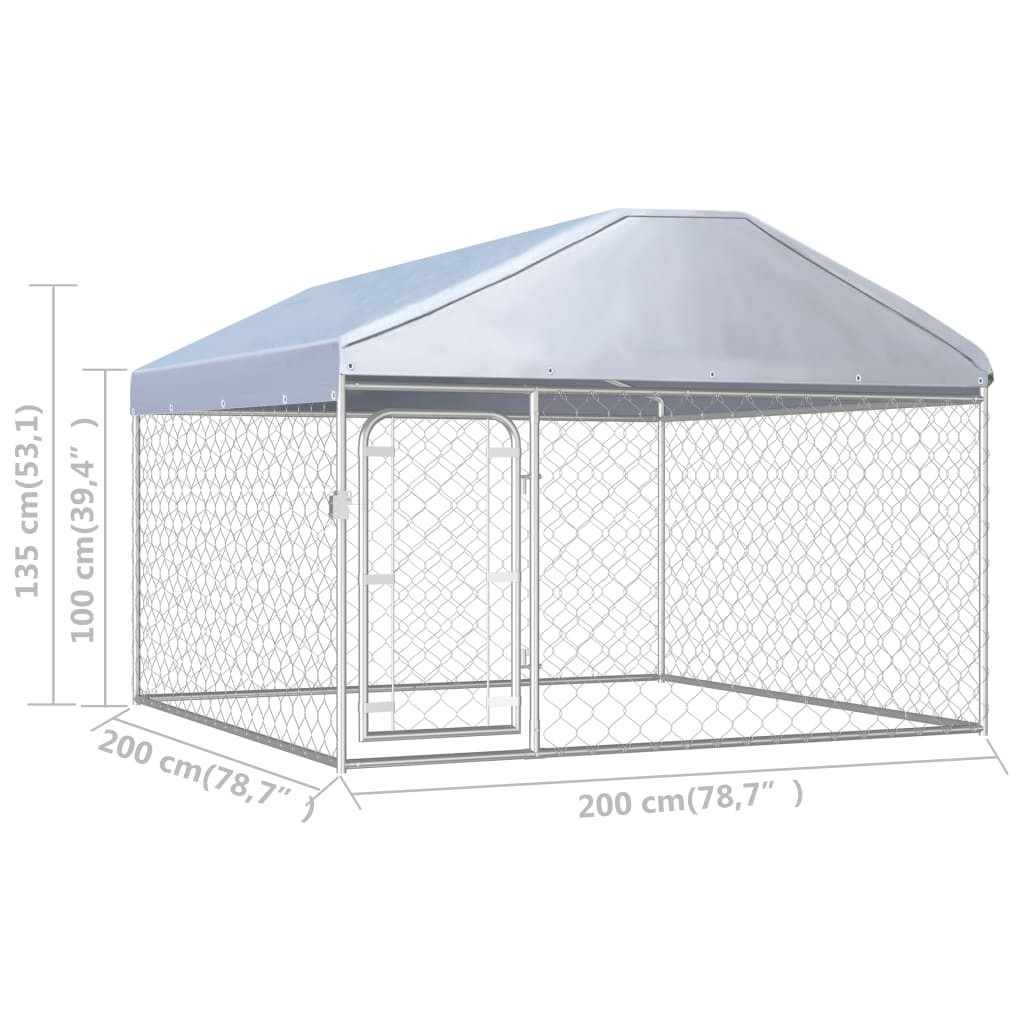 Outdoor kennel with roof 200x200x135 cm