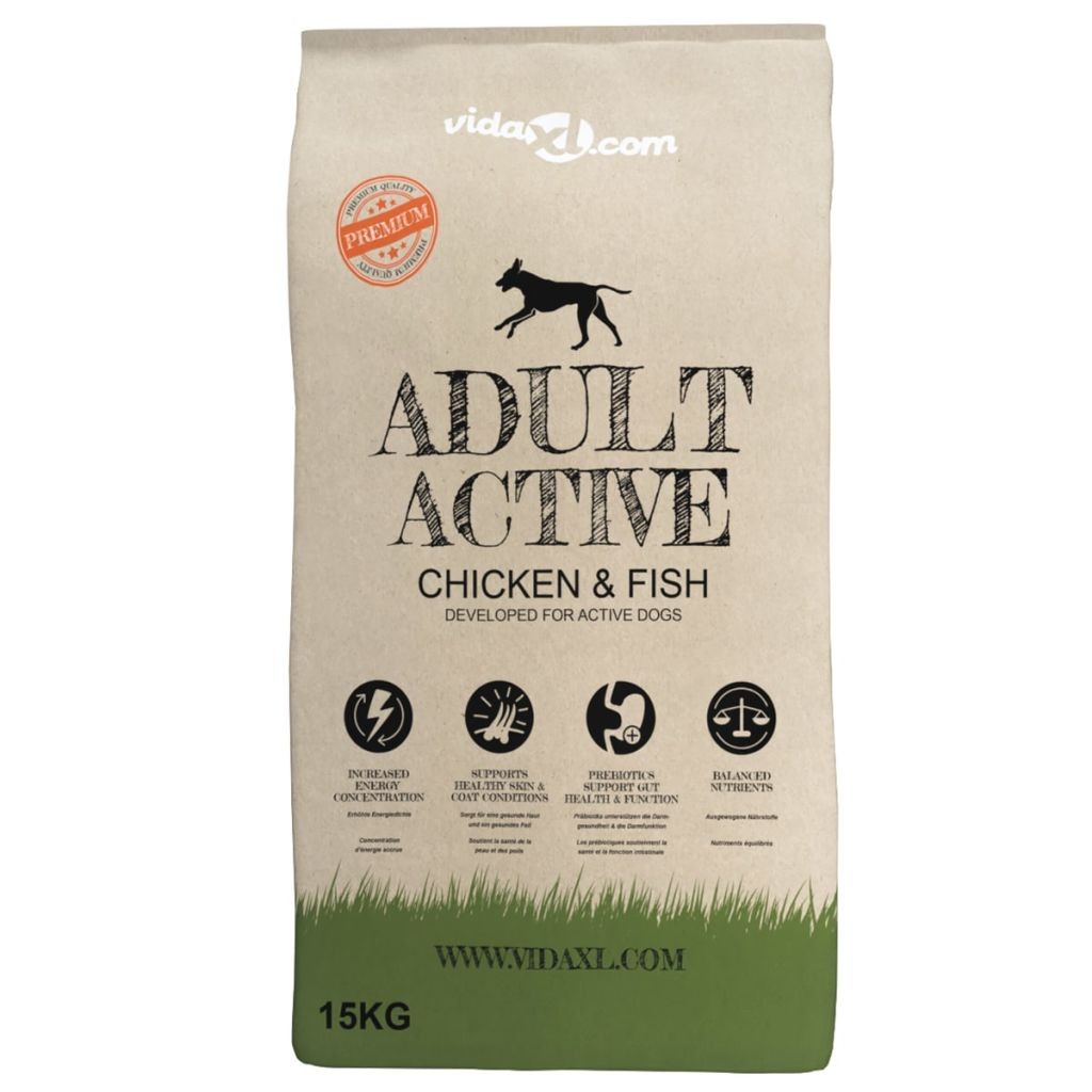 Ração seca premium para cães Adulto Active Frango e Peixe 2 unidades 30 kg