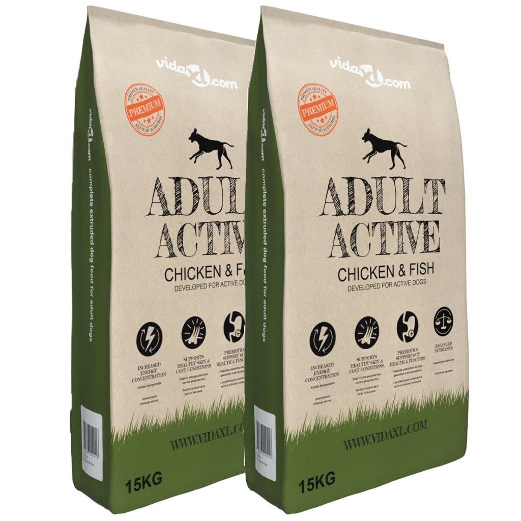 Premium droogvoer voor honden Adult Active Kip & Vis 2 stuks 30 kg