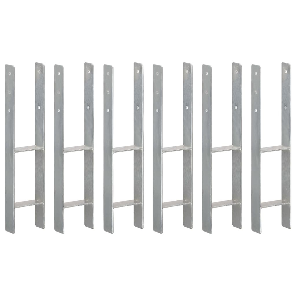Ancres de clôture 6 pcs Argent 12x6x60 cm Acier Galvanisé
