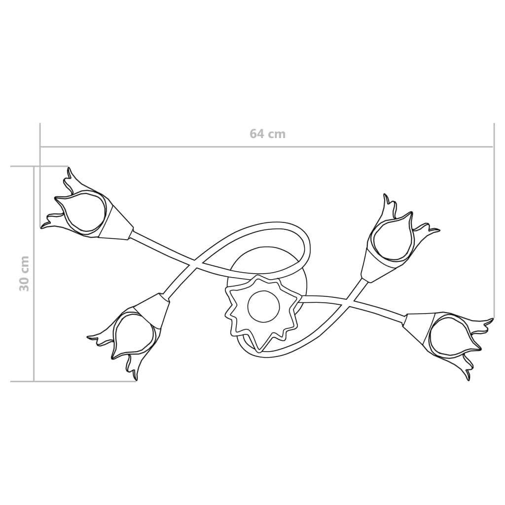 Plafondlamp met transparante glazen kap voor 5 E14 Tulpenlampen