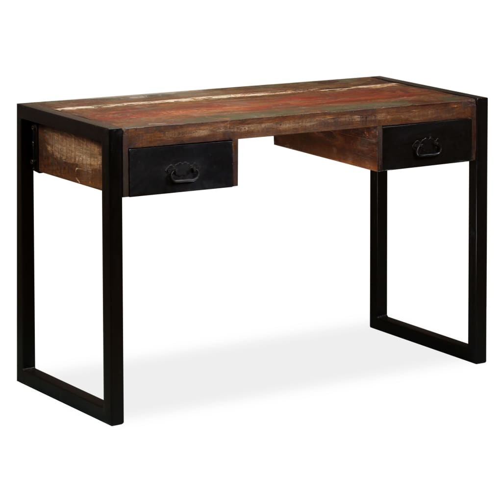 Desk with 2 drawers in solid reclaimed wood 120x50x76 cm