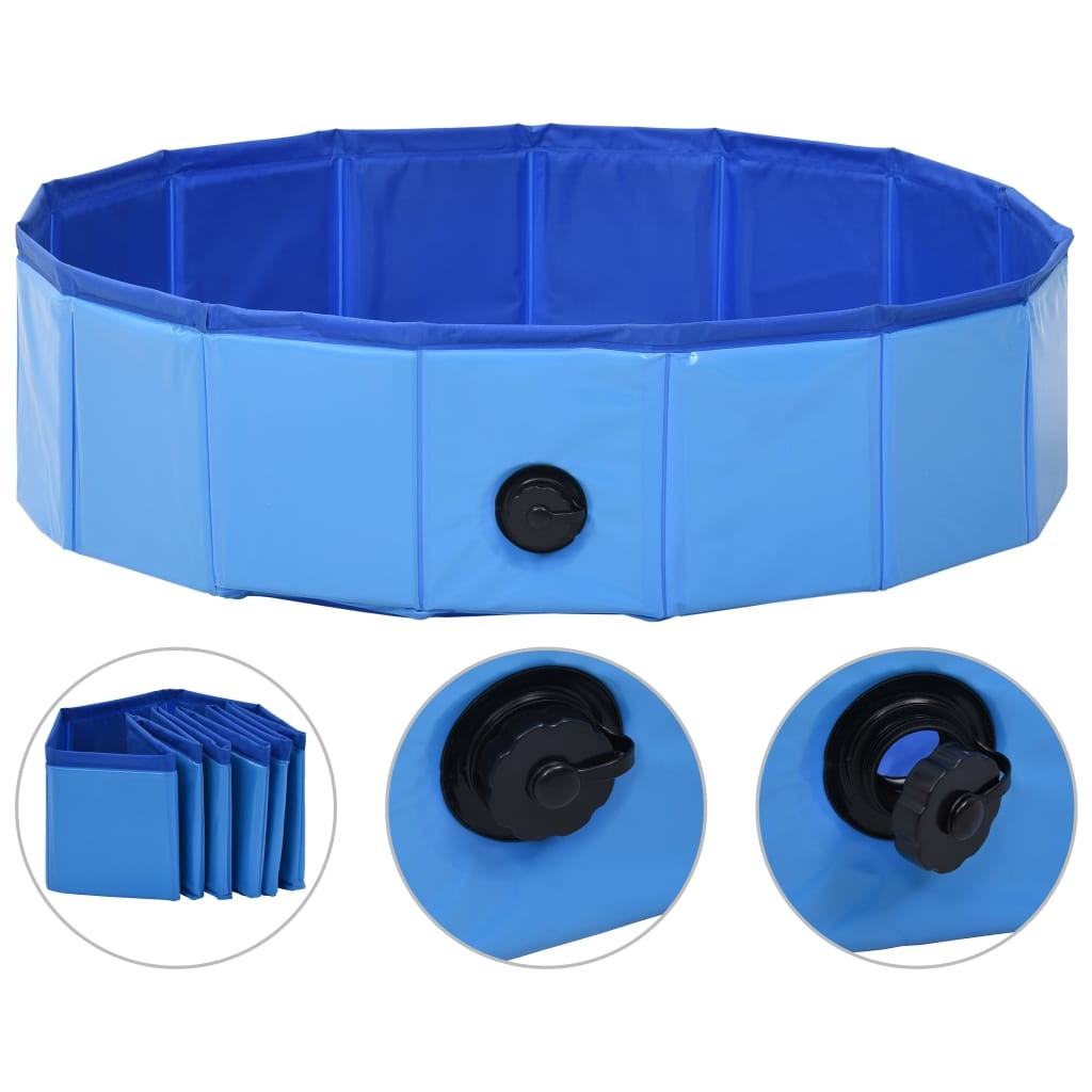 Składany basen dla psa Niebieski 80x20 cm PCV