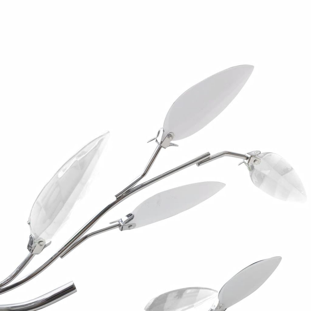 Przezroczysta i biała lampa sufitowa z akrylowego kryształu w kształcie liścia, 5 żarówek E14