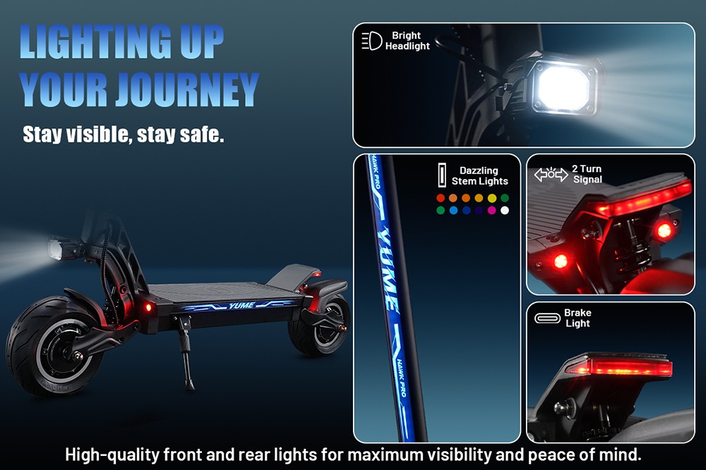 YUME HAWK Pro elektrische scooter, 10x4.5 tubeless racebanden