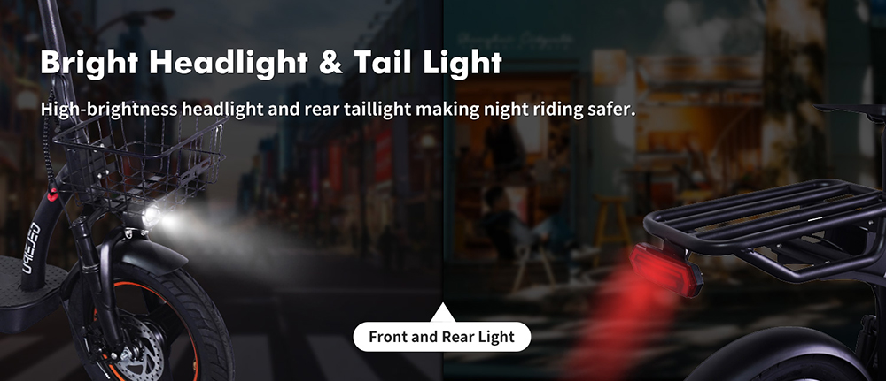 Trotineta electrica GELEIPU C14 cu scaun, motor 500 W, baterie 48 V 17,5 Ah, cauciucuri 14 inch, viteza maxima 25 km/h, autonomia 100 km, frane pe disc fata si spate, suspensie dubla