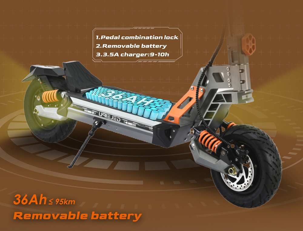 GELEIPU GT EVO el-scooter, 1600 W x 2 motor, 60 V 36 Ah batteri, 11 tommer dæk, maksimal hastighed 86 km/t, rækkevidde 95 km, hydrauliske bremser, hydraulisk fjeder støddæmper