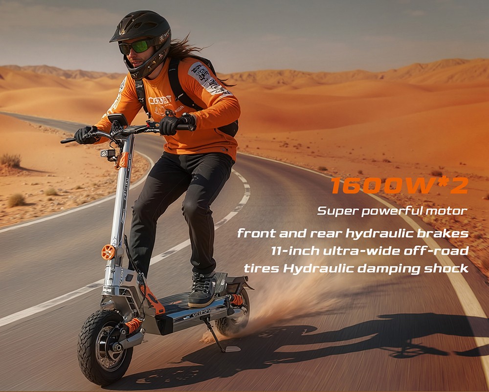 GELEIPU GT EVO el-scooter, 1600 W x 2 motor, 60 V 36 Ah batteri, 11 tommer dæk, maksimal hastighed 86 km/t, rækkevidde 95 km, hydrauliske bremser, hydraulisk fjeder støddæmper