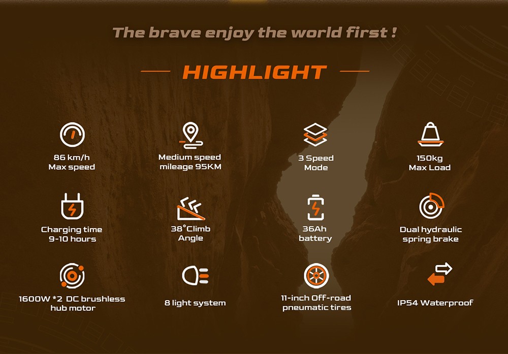 GELEIPU GT EVO el-scooter, 1600 W x 2 motor, 60 V 36 Ah batteri, 11 tommer dæk, maksimal hastighed 86 km/t, rækkevidde 95 km, hydrauliske bremser, hydraulisk fjeder støddæmper