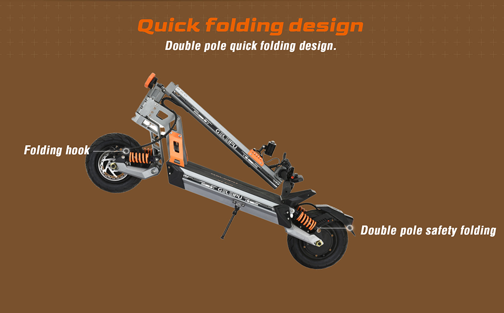 GELEIPU GT EVO el-scooter, 1600 W x 2 motor, 60 V 36 Ah batteri, 11 tommer dæk, maksimal hastighed 86 km/t, rækkevidde 95 km, hydrauliske bremser, hydraulisk fjeder støddæmper