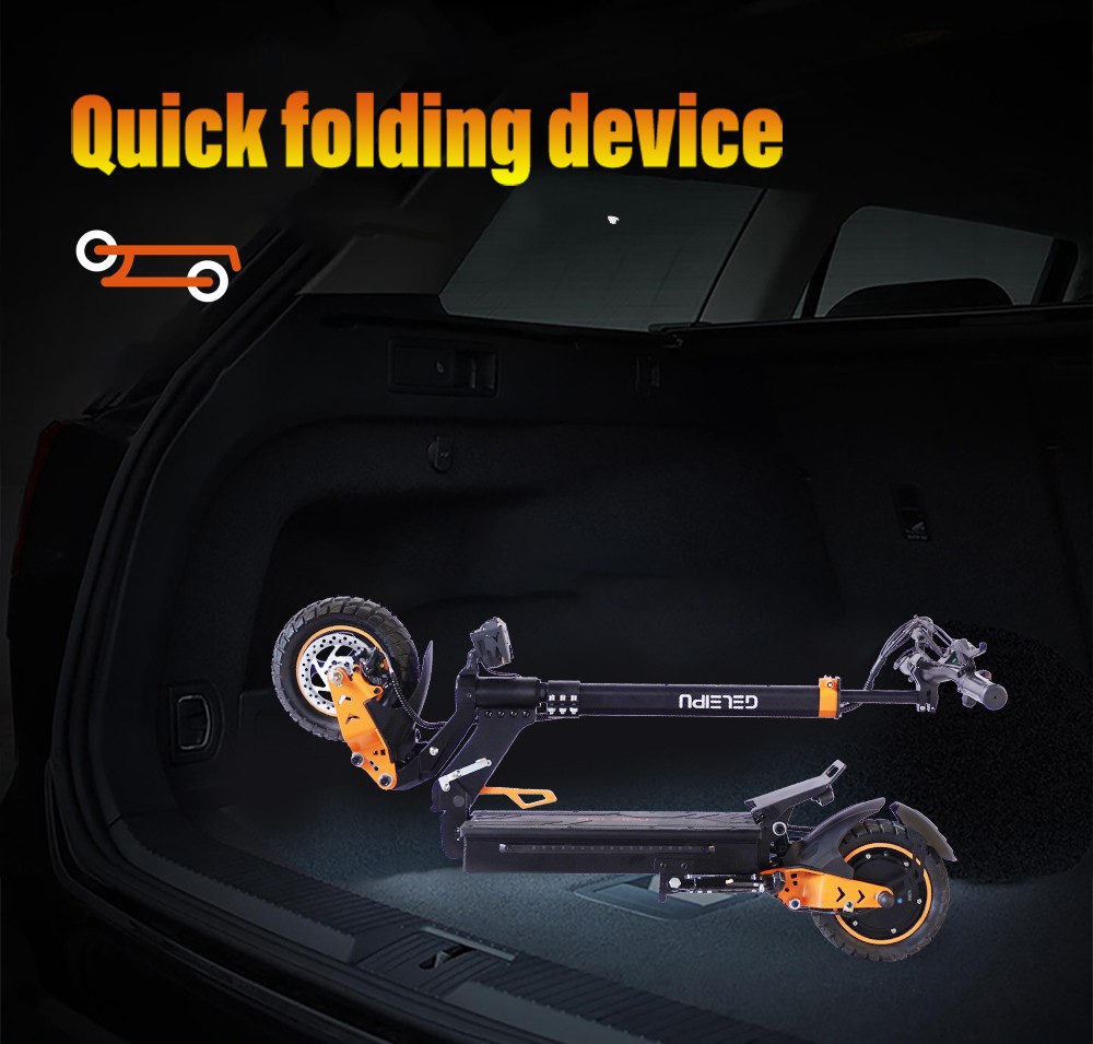 GELEIPU Z1 elektrische scooter, 1200 W motor, 48 V 20 Ah batterij, 10 inch banden, maximale snelheid 60 km / u, bereik 60 km, schijfrem voor en achter, schokdemper met vier schakels