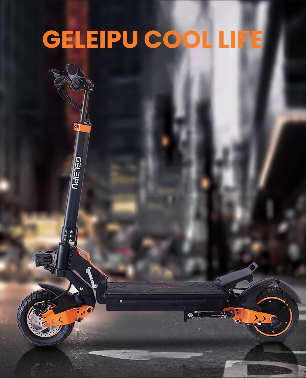 GELEIPU Z1 elektrische scooter, 1200 W motor, 48 V 20 Ah batterij, 10 inch banden, maximale snelheid 60 km / u, bereik 60 km, schijfrem voor en achter, schokdemper met vier schakels