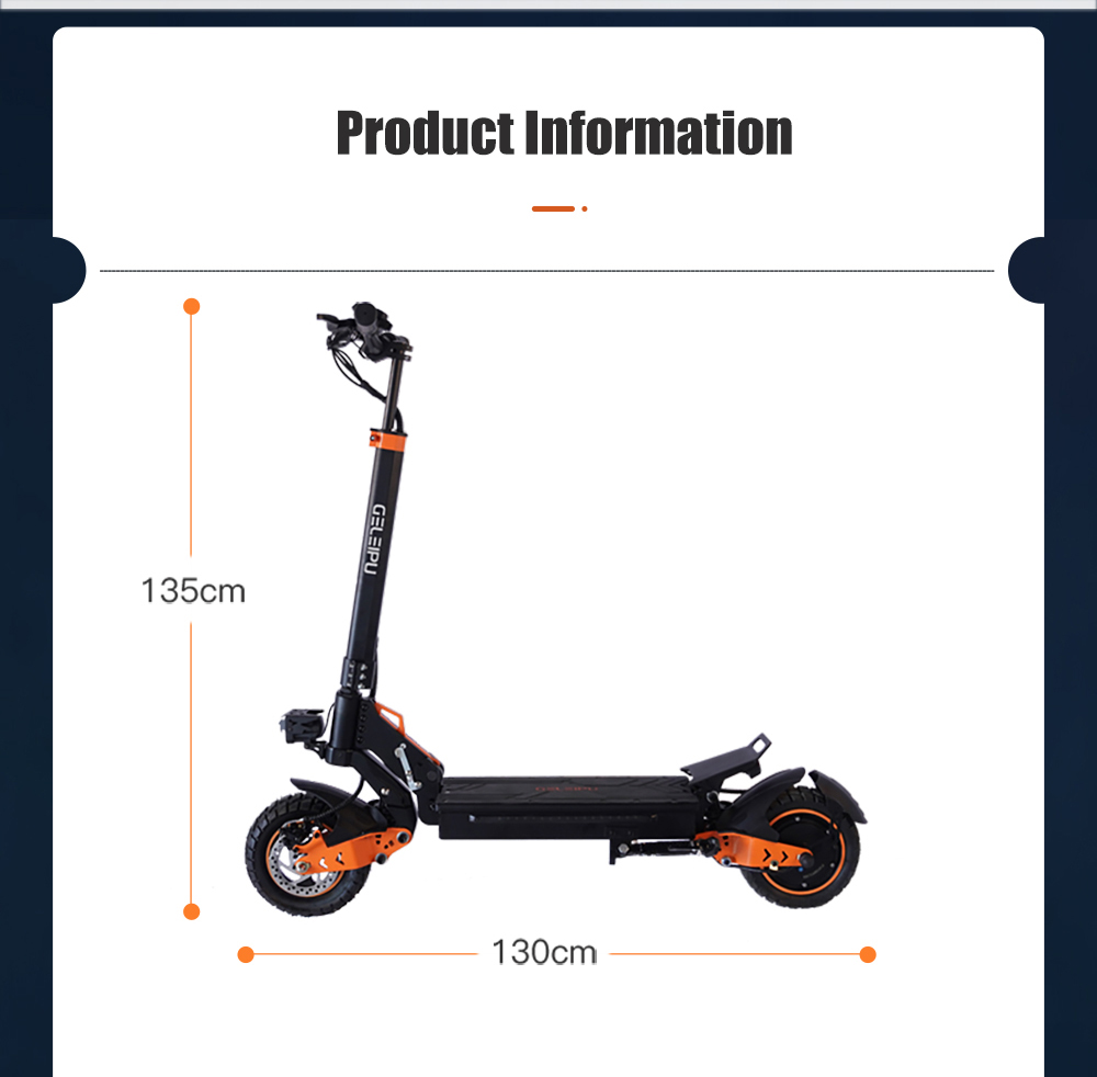 GELEIPU Z1 elektrische scooter, 1200 W motor, 48 V 20 Ah batterij, 10 inch banden, maximale snelheid 60 km / u, bereik 60 km, schijfrem voor en achter, schokdemper met vier schakels