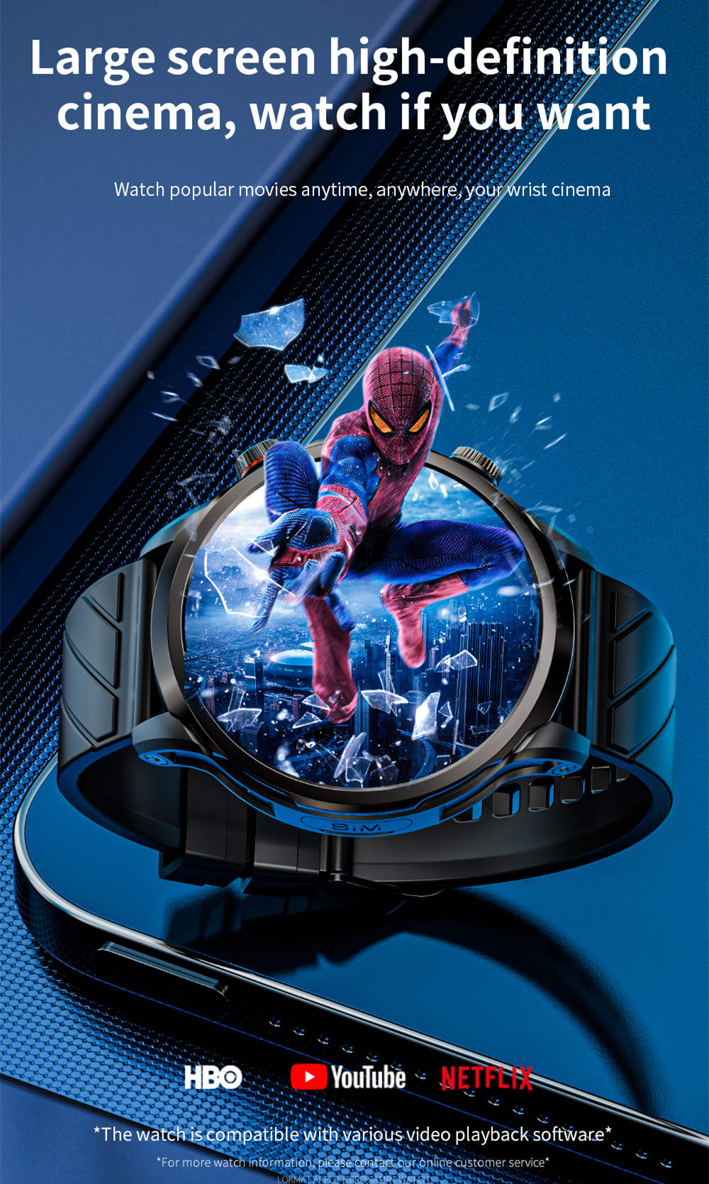 LOKMAT APPLLP 8 Pro Smartwatch, Android 8.1, 1,85'' TFT HD-Bildschirm, 4G-Anrufe, NFC-Zugriff, Herzfrequenz- und Blutsauerstoffüberwachung