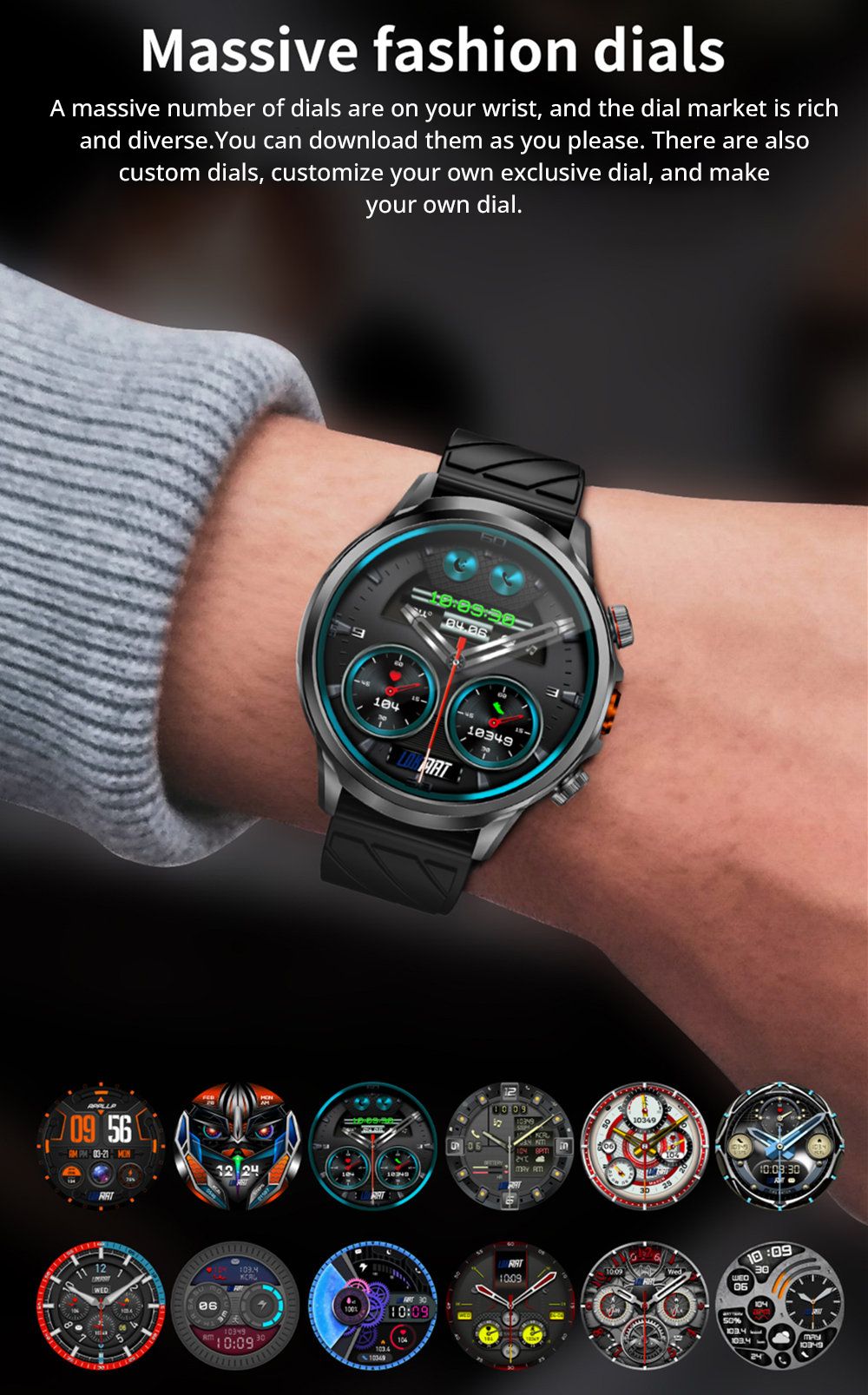LOKMAT APPLLP 8 Pro Smartwatch, Android 8.1, 1,85'' TFT HD-Bildschirm, 4G-Anrufe, NFC-Zugriff, Herzfrequenz- und Blutsauerstoffüberwachung