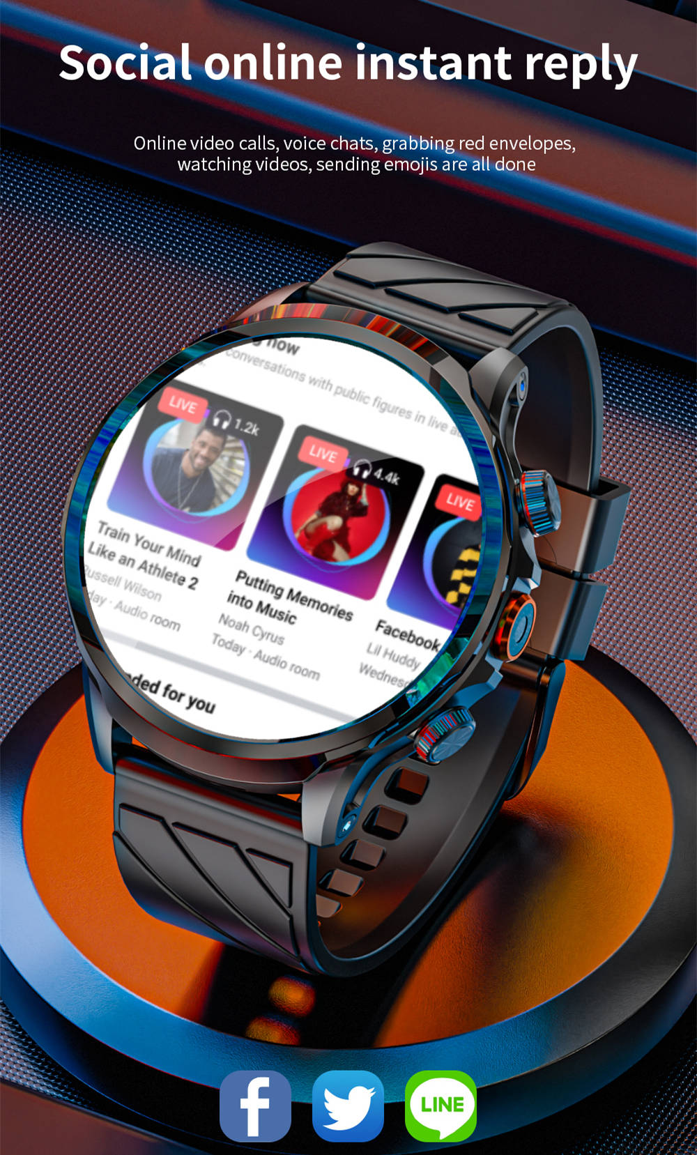 LOKMAT APPLLP 8 Pro Smartwatch, Android 8.1, 1,85'' TFT HD-Bildschirm, 4G-Anrufe, NFC-Zugriff, Herzfrequenz- und Blutsauerstoffüberwachung