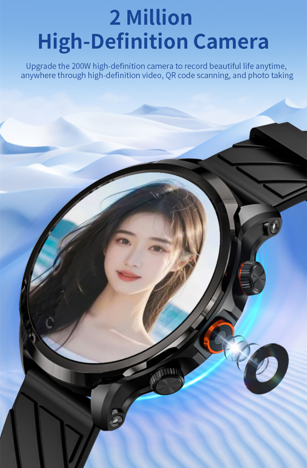 LOKMAT APPLLP 8 Pro Smartwatch, Android 8.1, 1,85'' TFT HD-Bildschirm, 4G-Anrufe, NFC-Zugriff, Herzfrequenz- und Blutsauerstoffüberwachung