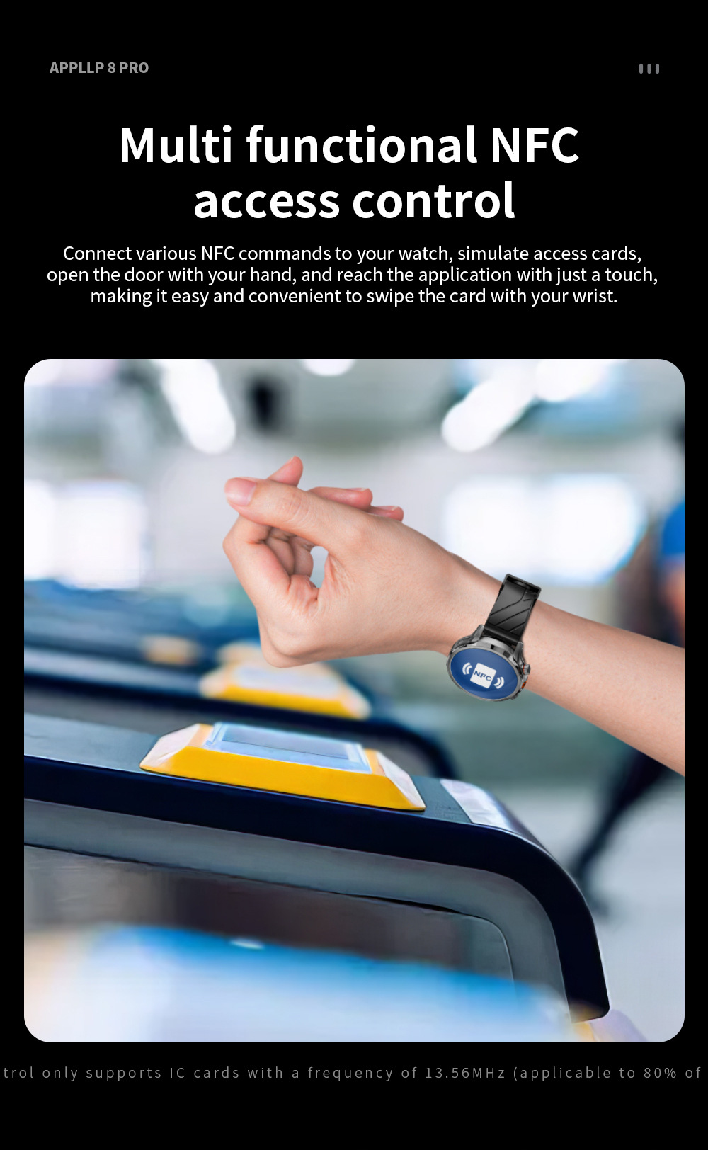 LOKMAT APPLLP 8 Pro Smartwatch, Android 8.1, 1,85'' TFT HD-Bildschirm, 4G-Anrufe, NFC-Zugriff, Herzfrequenz- und Blutsauerstoffüberwachung