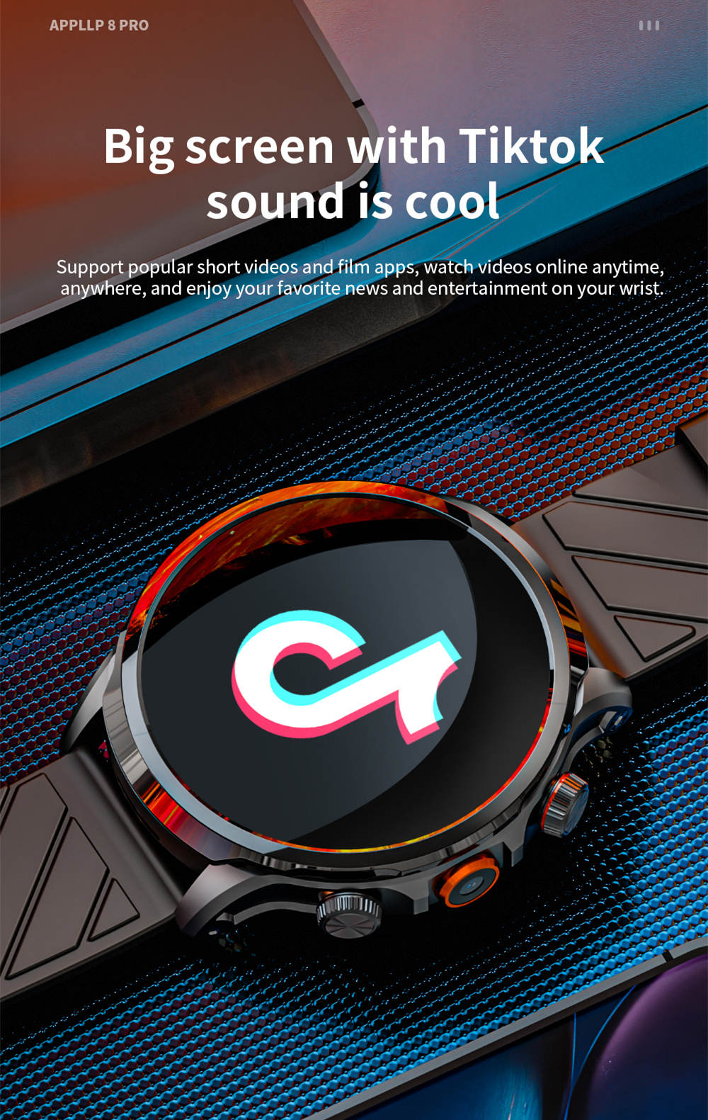 LOKMAT APPLLP 8 Pro Smartwatch, Android 8.1, 1,85'' TFT HD-Bildschirm, 4G-Anrufe, NFC-Zugriff, Herzfrequenz- und Blutsauerstoffüberwachung