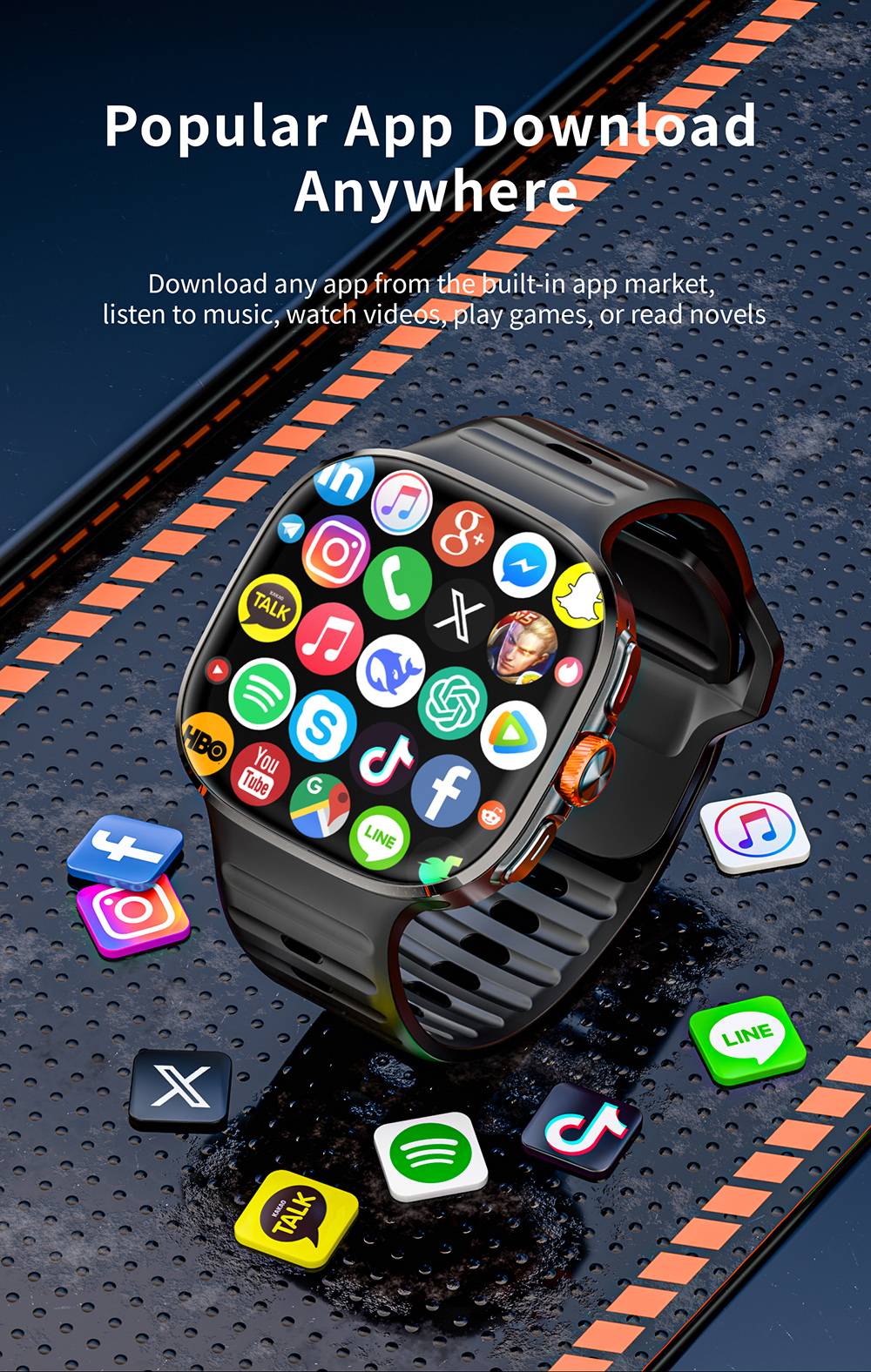 LOKMAT APPLLP 6 MAX Smartwatch, 3 GB RAM, 32 GB ROM, 2,16 Zoll AMOLED-Bildschirm, 4G/5G LTE-kompatibel, GPS-Positionierung