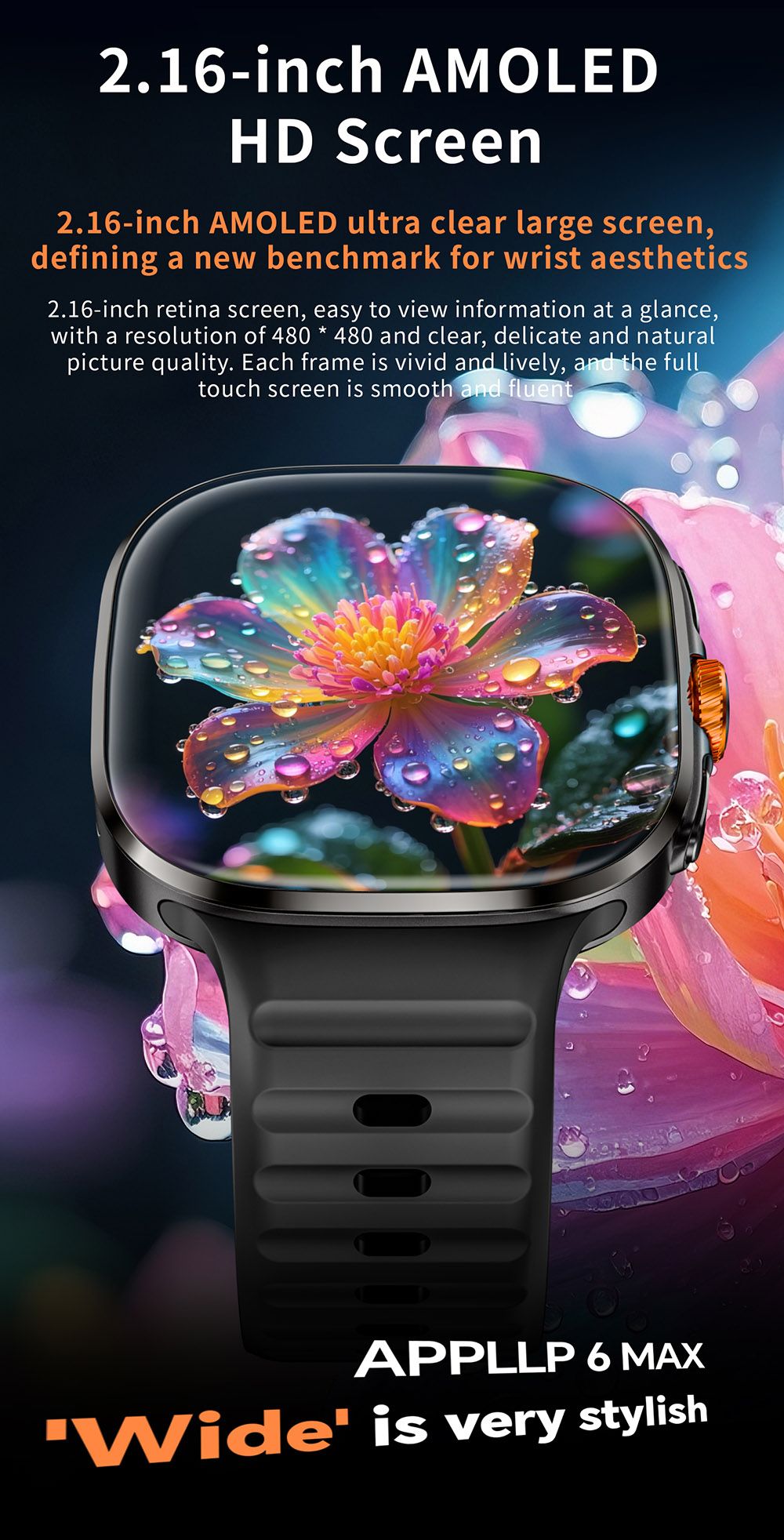 Smartwatch LOKMAT APPLLP 6 MAX, 3 GB di RAM, 32 GB di ROM, schermo AMOLED da 2,16 pollici, compatibile 4G/5G LTE, posizionamento GPS