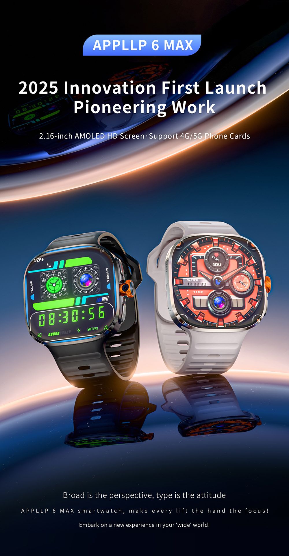 Smartwatch LOKMAT APPLLP 6 MAX, 3 GB di RAM, 32 GB di ROM, schermo AMOLED da 2,16 pollici, compatibile 4G/5G LTE, posizionamento GPS