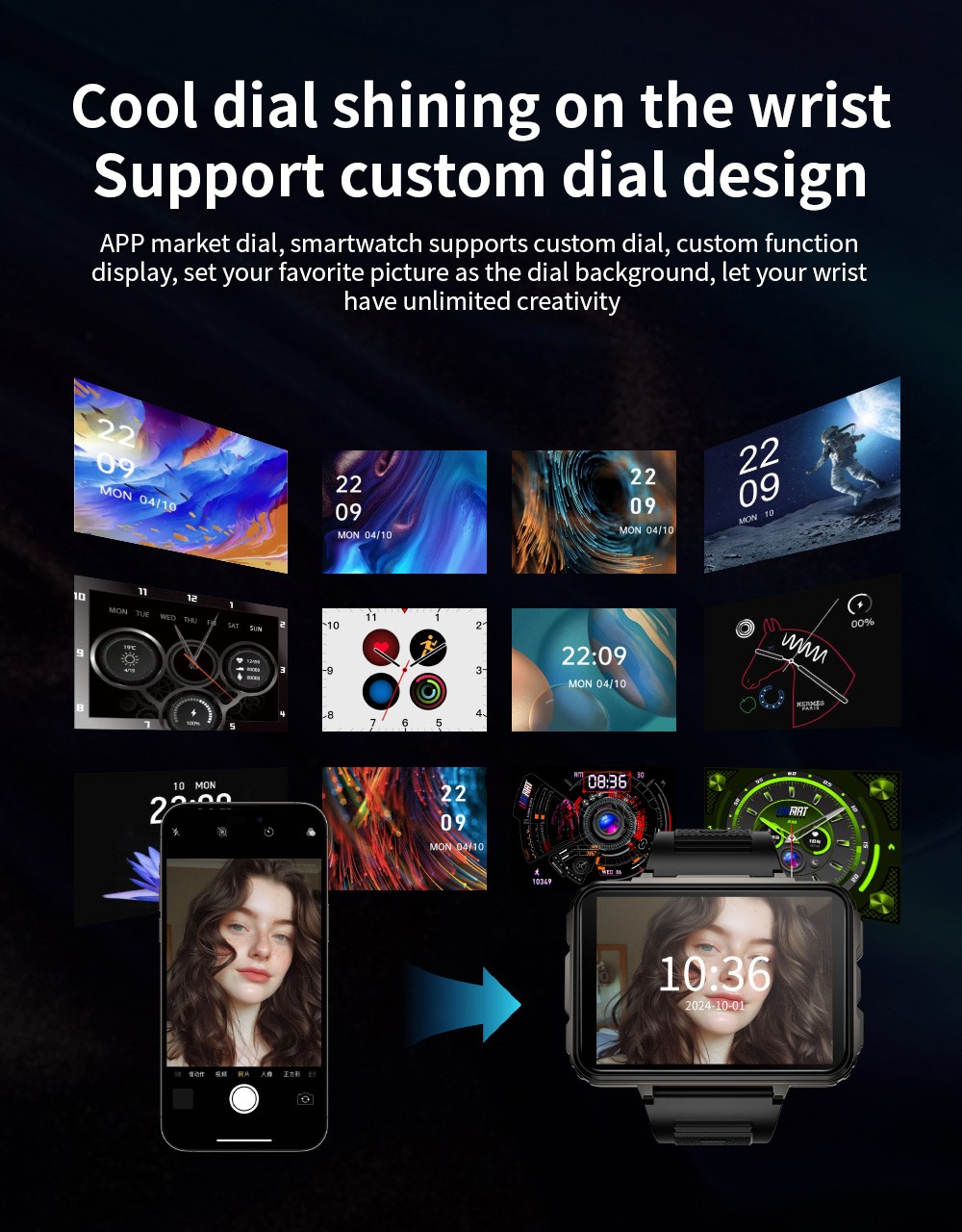 Chytré hodinky LOKMAT APPLLP 5 MAX, 2,4" HD obrazovka, Android 10.7, baterie 1500 mAh, 4G hovory, duální fotoaparát, 6 GB + 128 GB, monitorování srdečního tepu a krevního kyslíku