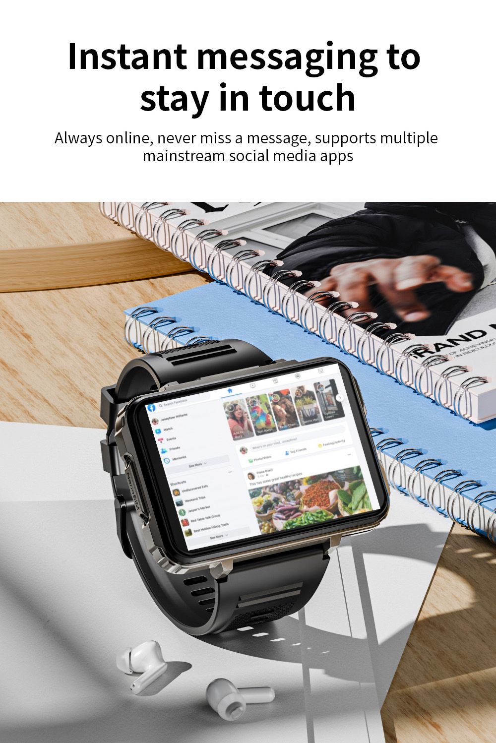 Chytré hodinky LOKMAT APPLLP 5 MAX, 2,4" HD obrazovka, Android 10.7, baterie 1500 mAh, 4G hovory, duální fotoaparát, 6 GB + 128 GB, monitorování srdečního tepu a krevního kyslíku