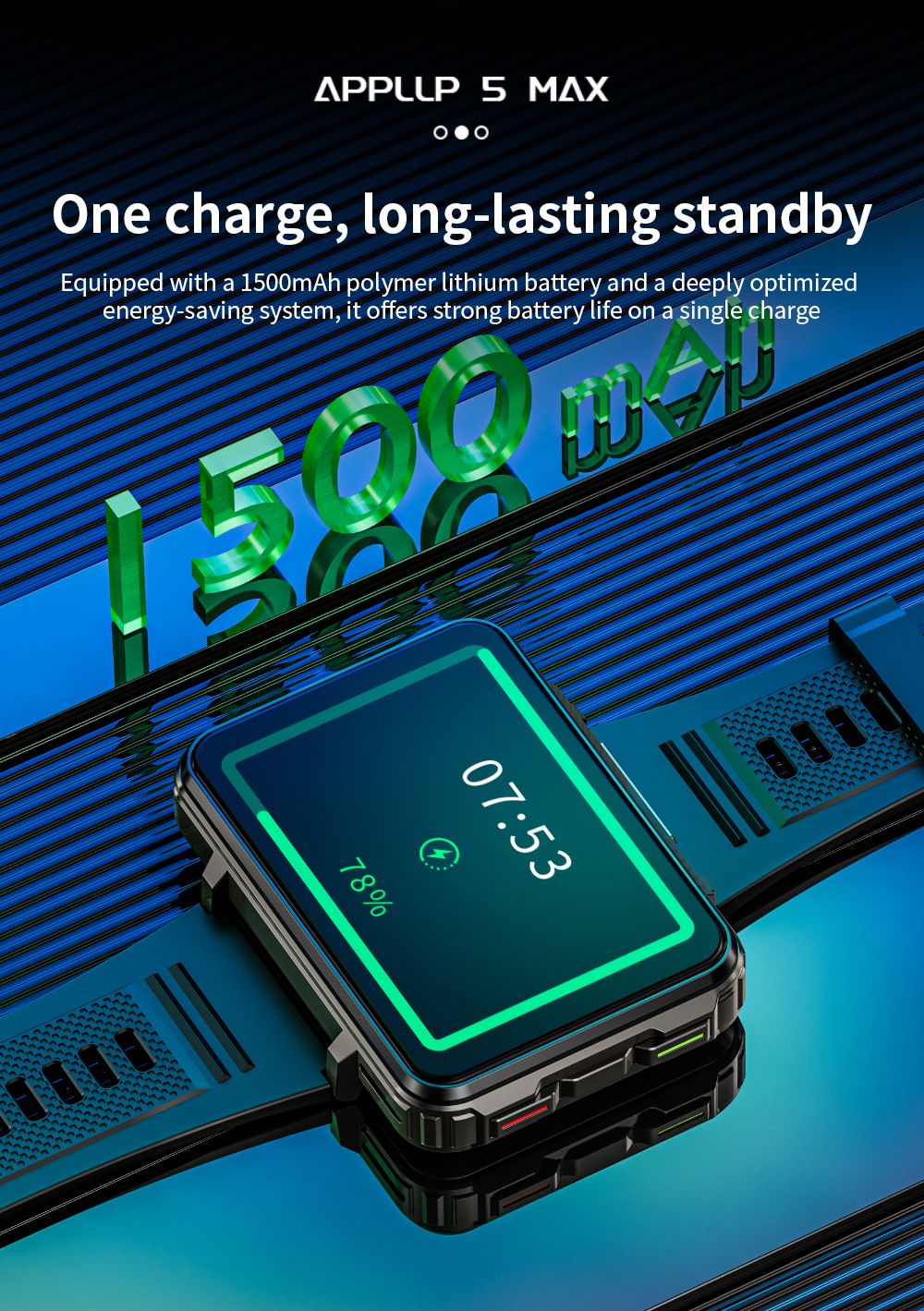 LOKMAT APPLLP 5 MAX smartwatch, 2,4-inch HD-scherm, Android 10.7, 1500 mAh batterij, 4G-oproepen, dubbele camera, 4 GB + 64 GB, hartslag- en bloedzuurstofmonitoring