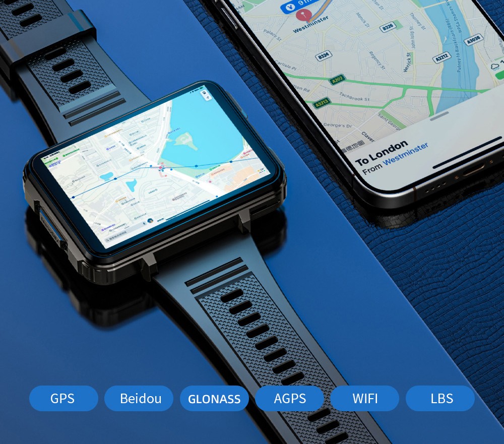 LOKMAT APPLLP 5 MAX smartwatch, 2,4-inch HD-scherm, Android 10.7, 1500 mAh batterij, 4G-oproepen, dubbele camera, 4 GB + 64 GB, hartslag- en bloedzuurstofmonitoring