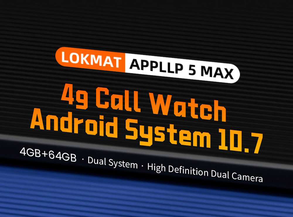 LOKMAT APPLLP 5 MAX smartwatch, 2,4-inch HD-scherm, Android 10.7, 1500 mAh batterij, 4G-oproepen, dubbele camera, 4 GB + 64 GB, hartslag- en bloedzuurstofmonitoring