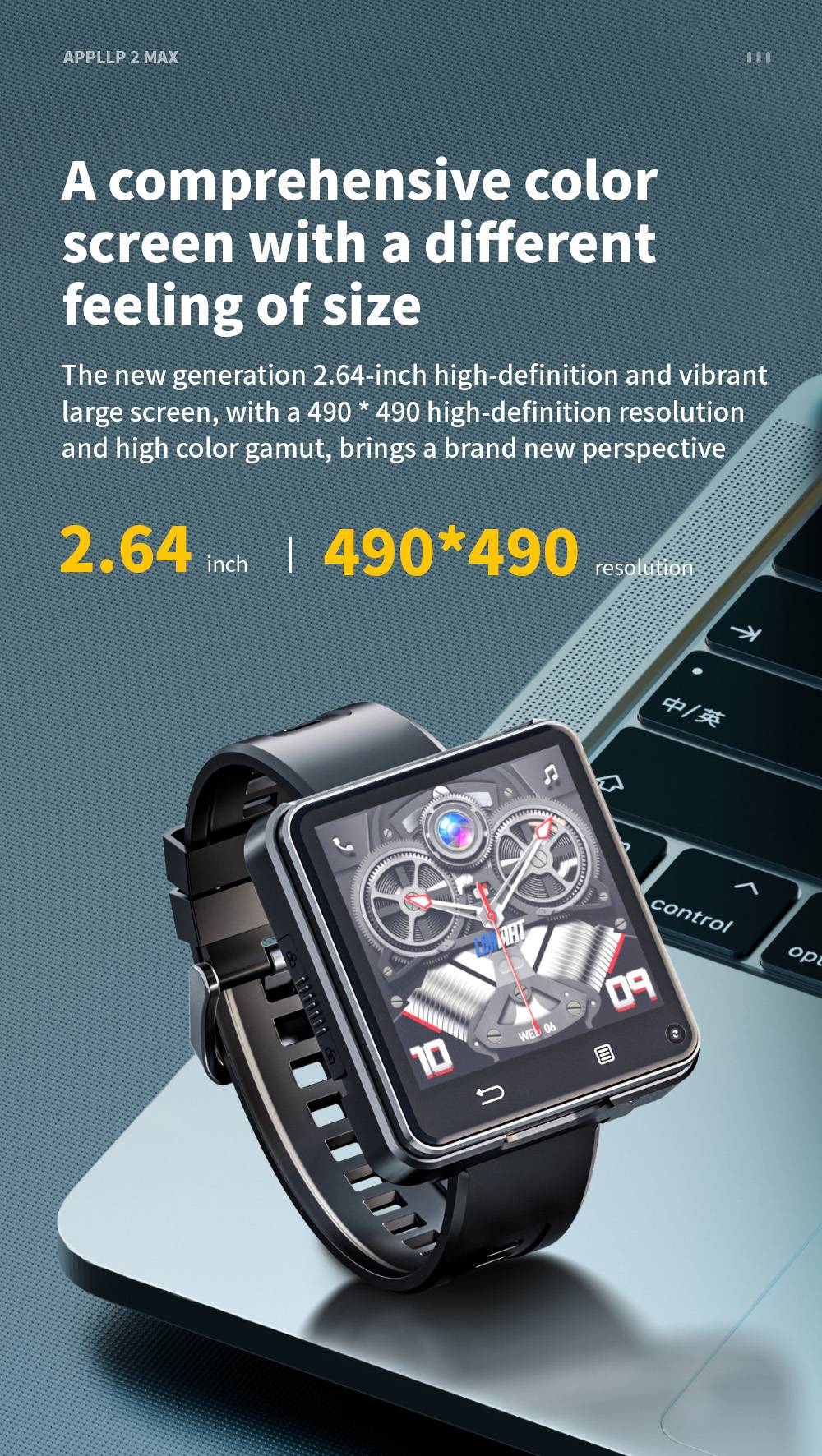 LOKMAT APPLLP 2 MAX Odłączany smartwatch, 4 GB RAM, 64 GB ROM, ekran 2,64 cala, Android 11, kompatybilny z 4G/5G SIM, połączenie Bluetooth, geolokalizacja GPS, bateria 1200 mAh