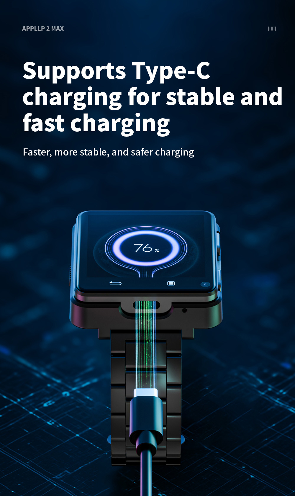 LOKMAT APPLLP 2 MAX Odłączany smartwatch, 4 GB RAM, 64 GB ROM, ekran 2,64 cala, Android 11, kompatybilny z 4G/5G SIM, połączenie Bluetooth, geolokalizacja GPS, bateria 1200 mAh