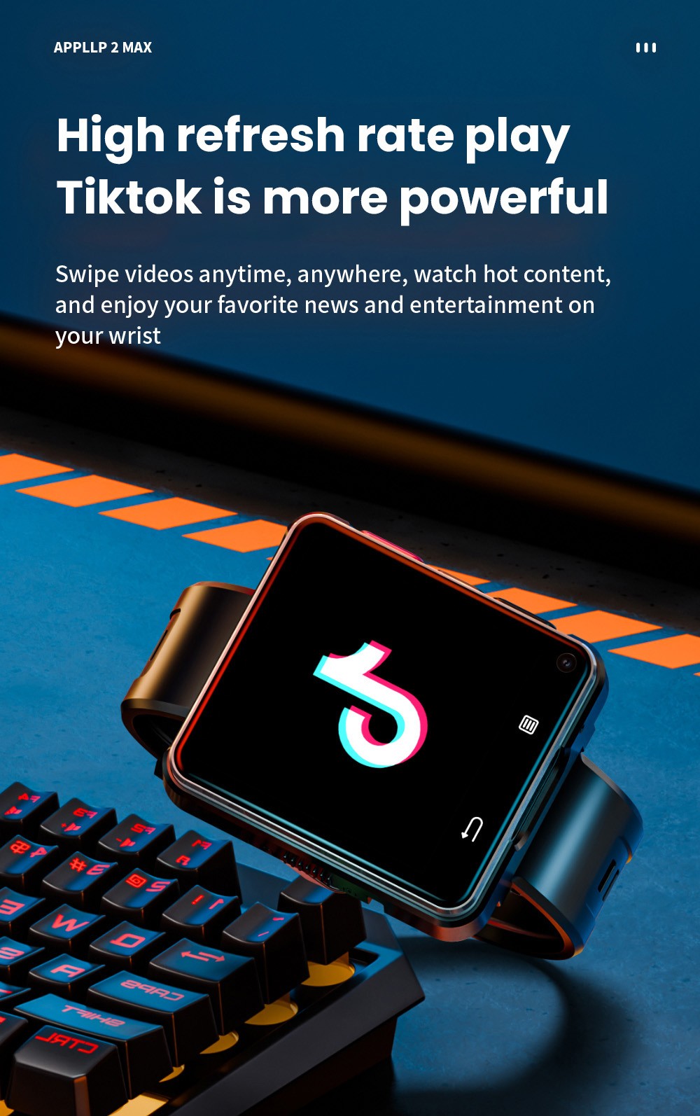 LOKMAT APPLLP 2 MAX Odpinany smartwatch, 4 GB RAM, 64 GB ROM, ekran 2,64 cala, Android 11, kompatybilny z 4G/5G SIM, połączenie Bluetooth, geolokalizacja GPS, bateria 1200 mAh