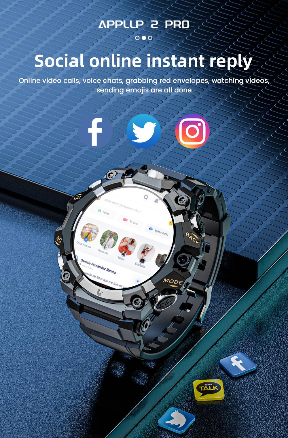 LOKMAT APPLLP 2 Pro Smartwatch, 1,508-tums AMOLED-skärm, 5G LTE-kompatibel, Dual Camera, Ansiktsigenkänning, Hälsospårning - Röd, 4GB + 64GB