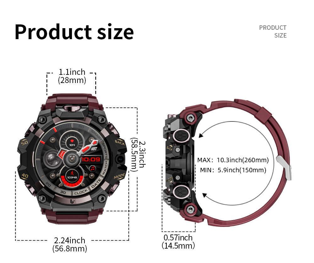 LOKMAT APPLLP 2 Pro Smartwatch, 1,508-tums AMOLED-skärm, 5G LTE-kompatibel, Dual Camera, Ansiktsigenkänning, Hälsospårning - Röd, 4GB + 64GB