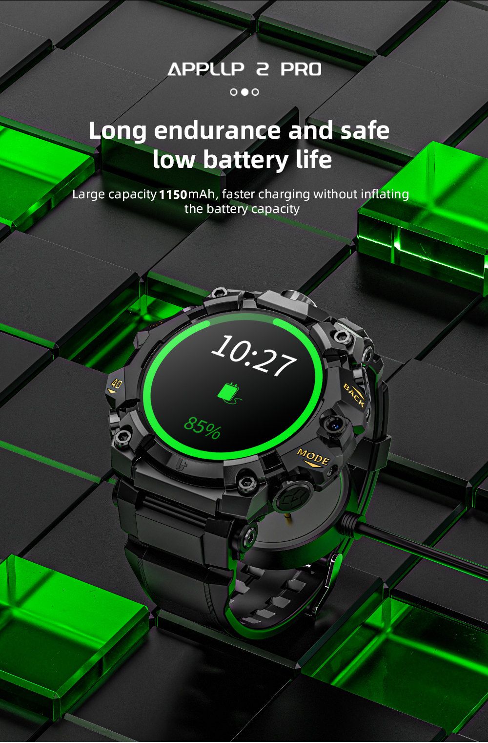 LOKMAT APPLLP 2 Pro Smartwatch, 1,508-tums AMOLED-skärm, 5G LTE-kompatibel, Dual Camera, Ansiktsigenkänning, Hälsospårning - Röd, 4GB + 64GB