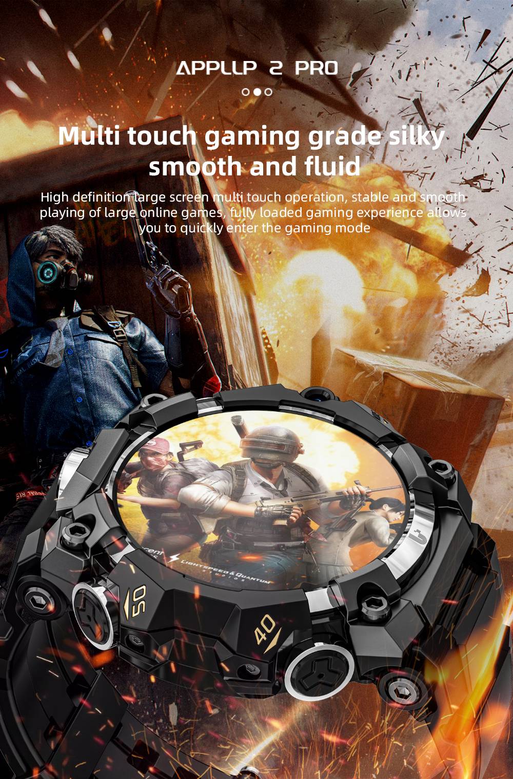 LOKMAT APPLLP 2 Pro Smartwatch, 1,508-tums AMOLED-skärm, 5G LTE-kompatibel, Dual Camera, Ansiktsigenkänning, Hälsospårning - Röd, 4GB + 64GB