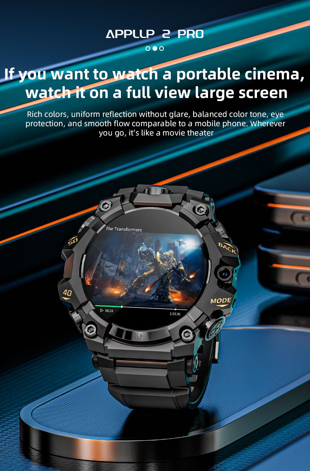 LOKMAT APPLLP 2 Pro Smartwatch, 1,508-tums AMOLED-skärm, 5G LTE-kompatibel, Dual Camera, Ansiktsigenkänning, Hälsospårning - Röd, 4GB + 64GB