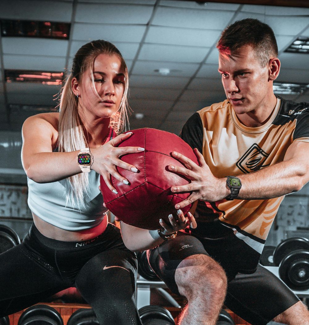 LOKMAT OCEAN GT Smartwatch, 1,75 tums skärm, ficklampa och kompass, AI Voice Assistant, Bluetooth-samtal, 3 ATM vattentät, hälsospårning, 100+ sportlägen - guld