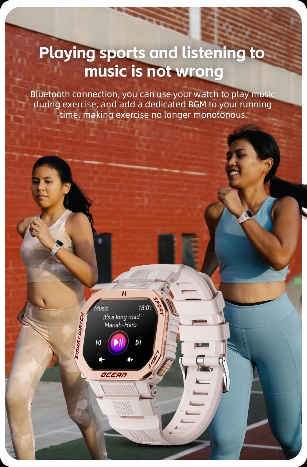 LOKMAT OCEAN GT Smartwatch, 1,75 tums skärm, ficklampa och kompass, AI Voice Assistant, Bluetooth-samtal, 3 ATM vattentät, hälsospårning, 100+ sportlägen - guld