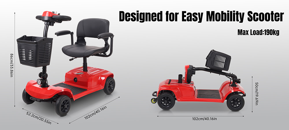 Unificare Lucas X-02B Patinete de Cuatro Ruedas para Personas Mayores, Motor 300W, Batería 24V 12Ah, Asiento Giratorio y Manillar Regulable