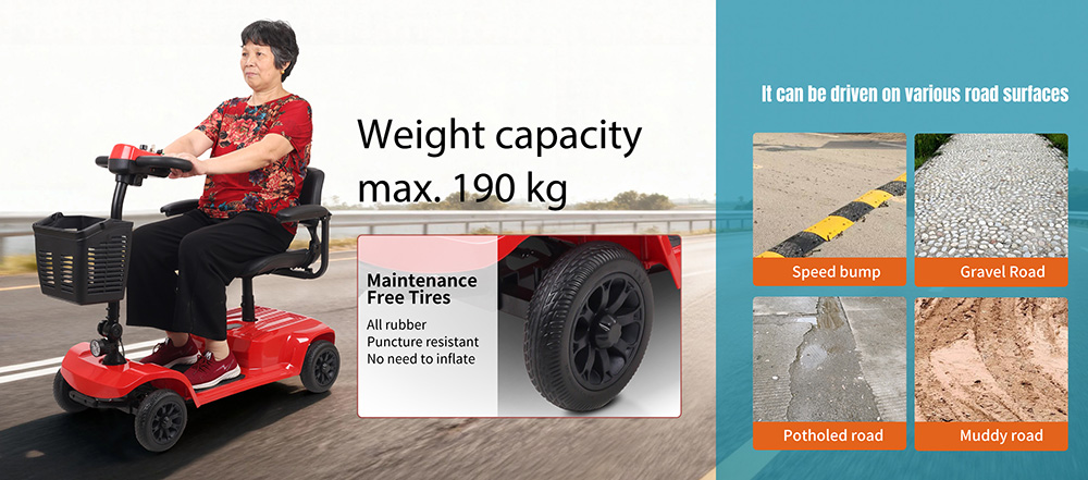 Unificare Lucas X-02B Patinete de Cuatro Ruedas para Personas Mayores, Motor 300W, Batería 24V 12Ah, Asiento Giratorio y Manillar Regulable