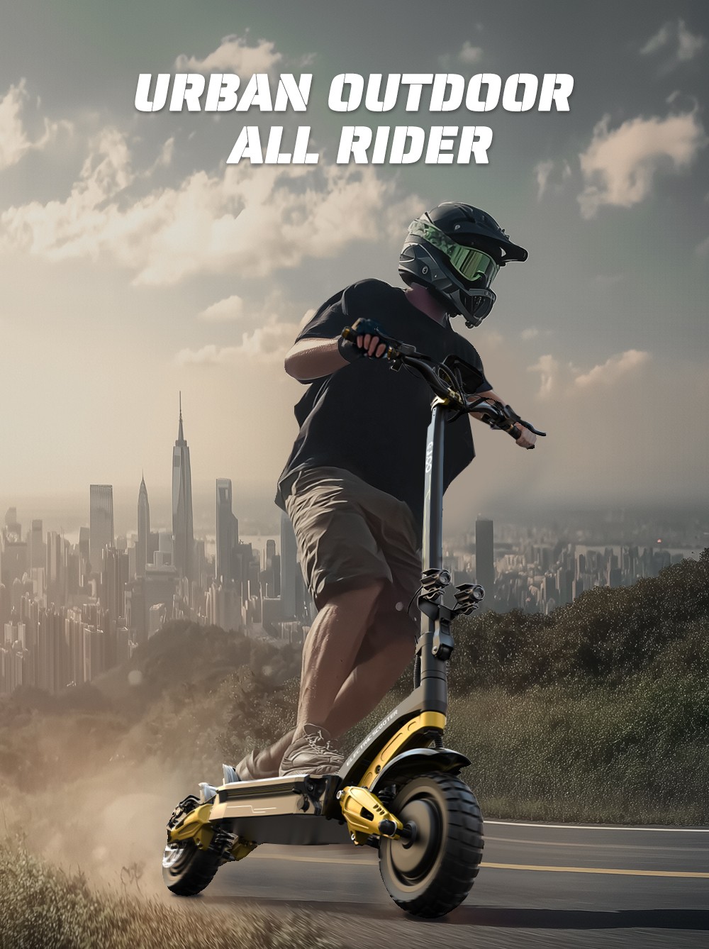 Trotineta electrica OOTD S30, motor 1200W x 2, baterie 52V 23.4Ah, cauciucuri de 10 inchi, viteza maxima 65km/h, raza de actiune 60km, frane hidraulice pe disc fata si spate, display LCD